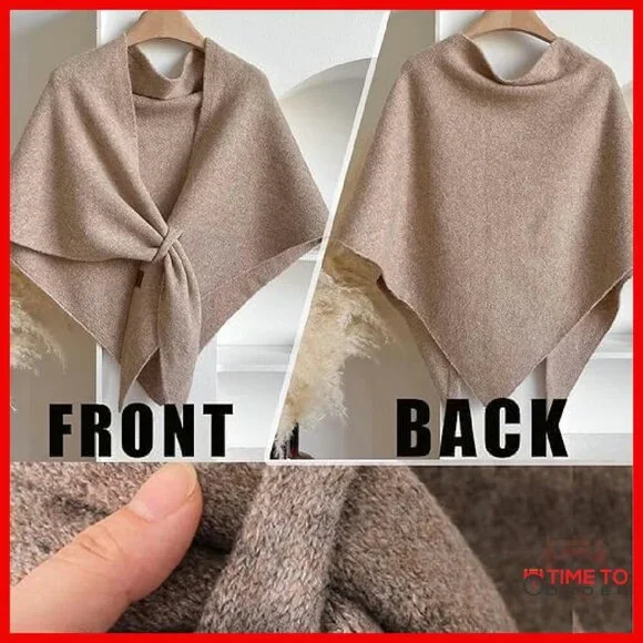 Large Knitted Shawl Wrap, Polyester Pashmina, Versatile All-Season Scarf - Picture 4 of 8